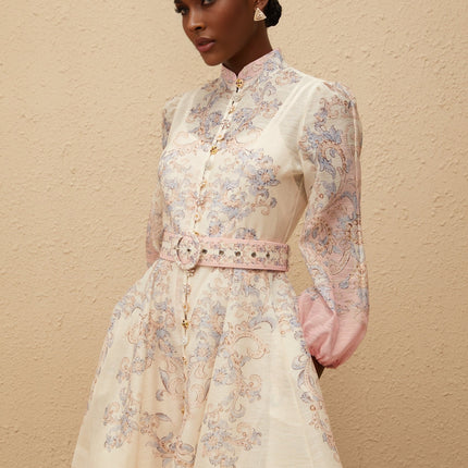 Fabienne Neutral Floral Print Mini Dress