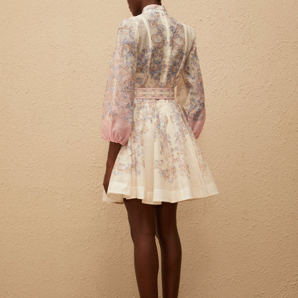 Fabienne Neutral Floral Print Mini Dress