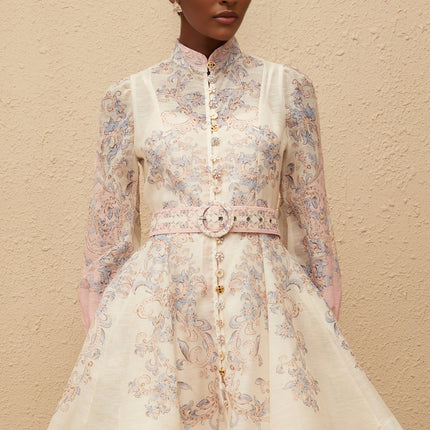 Fabienne Neutral Floral Print Mini Dress