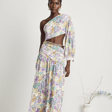 Fabienne oneshoulder floralprint midi dress