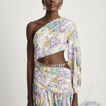 Fabienne oneshoulder floralprint midi dress