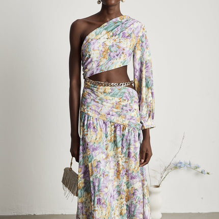 Fabienne oneshoulder floralprint midi dress