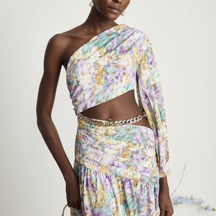 Fabienne oneshoulder floralprint midi dress