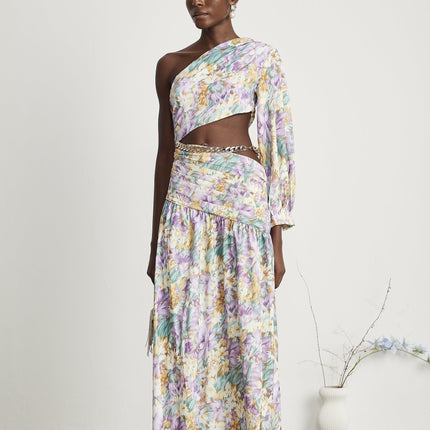 Fabienne oneshoulder floralprint midi dress