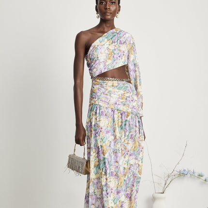 Fabienne oneshoulder floralprint midi dress