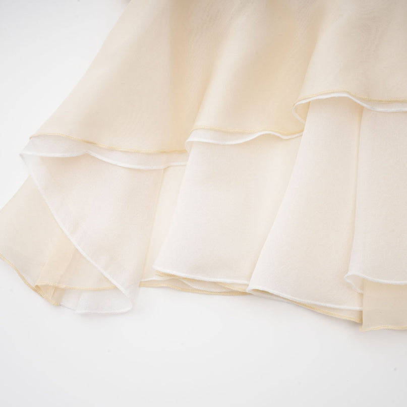 Fabiola Neutrals Chiffon Lace Mini Dress