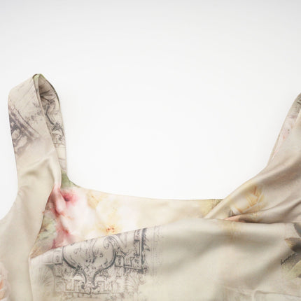 Fabiola Neutrals Floral Print Sleeveless Midi Dress 59% Acetate 41% Elastane Rear Zip Fastening
