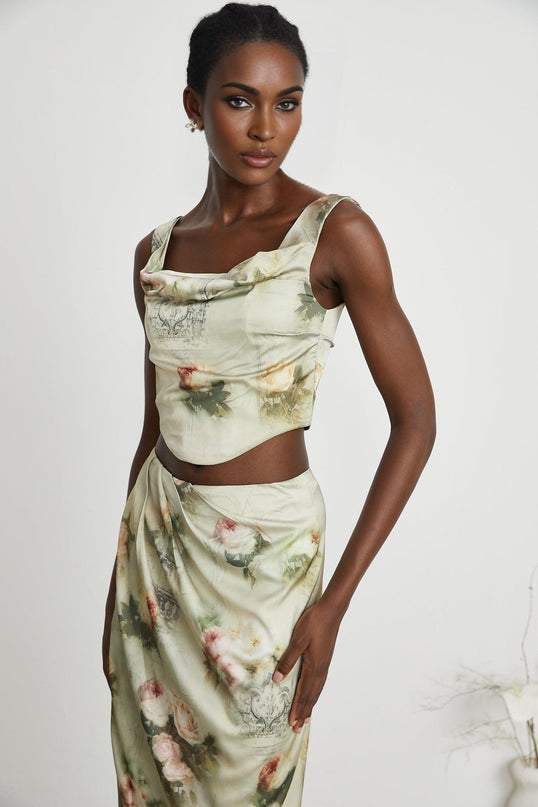 Fabiola Neutrals Floral Print Sleeveless Midi Dress