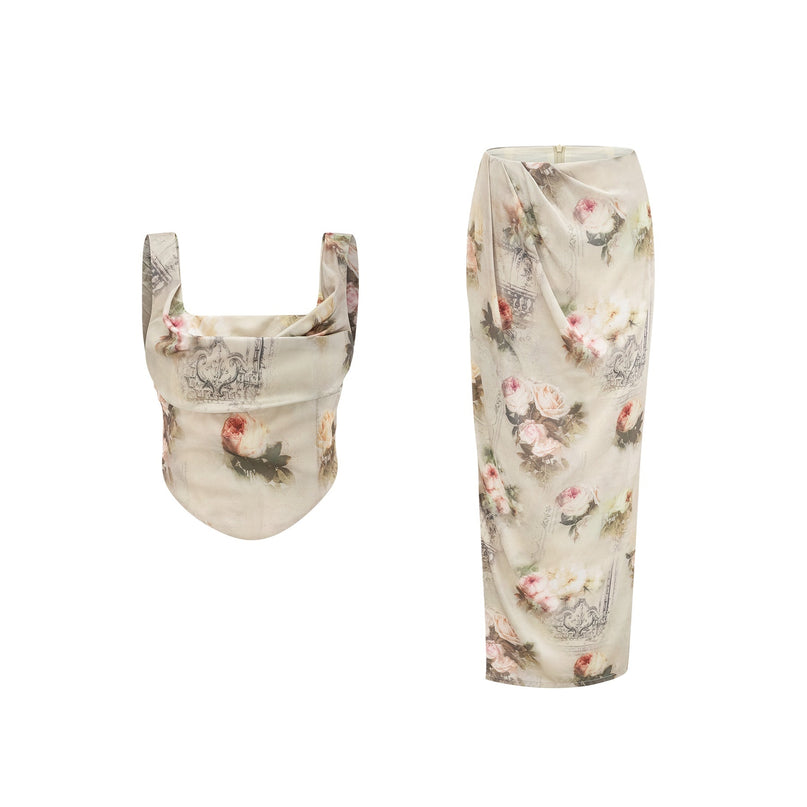 Fabiola Neutrals Floral Sleeveless Midi Dress