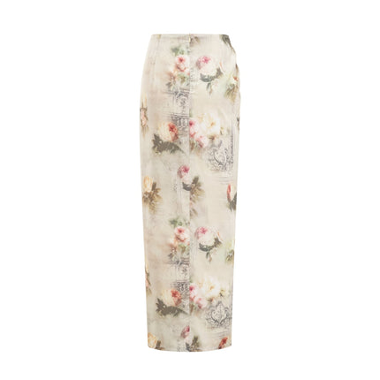 Fabiola Neutrals Floral Sleeveless Midi Dress Acetate Elastane Zip Fastening