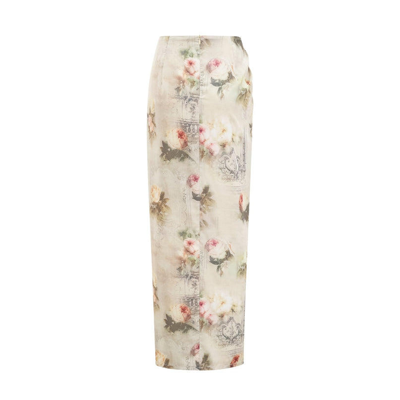 Fabiola Neutrals Floral Sleeveless Midi Dress Acetate Elastane Zip Fastening