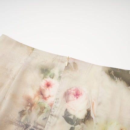Fabiola Neutrals Floral Sleeveless Midi Dress Acetate Elastane Zip Fastening