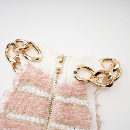 Fabiola Pink Chain-Link Embellished Mini Dress