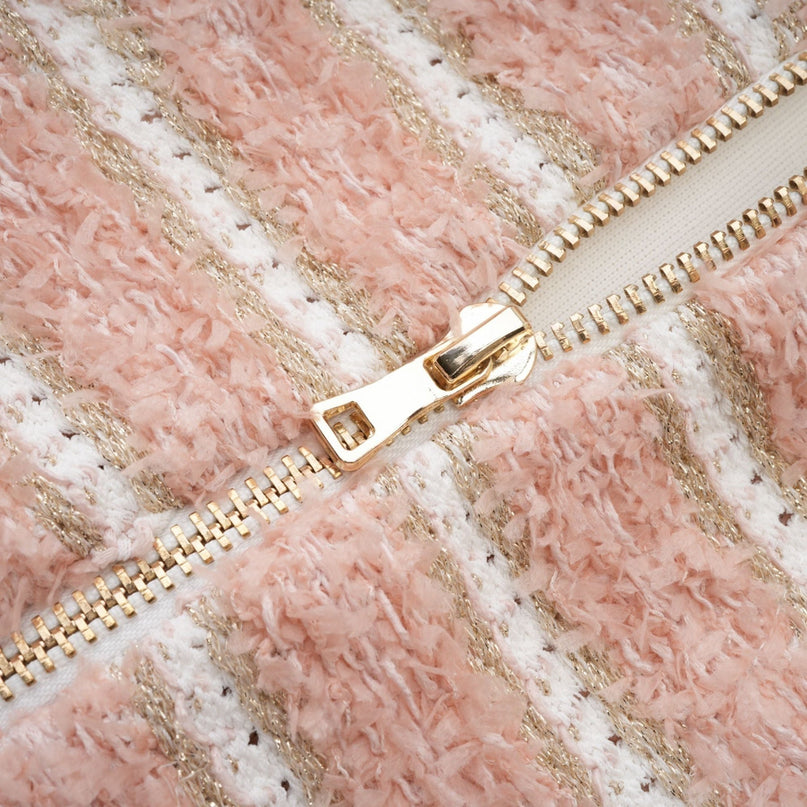 Fabiola Pink Chain-Link Halterneck Mini Dress