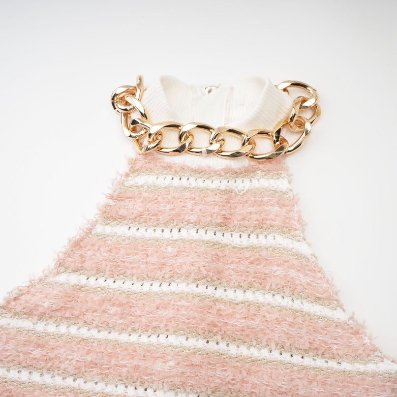 Fabiola Pink Chain-Link Halterneck Mini Dress