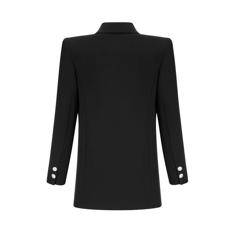 Faith Black Crystal Embellished Bow Detail Blazer