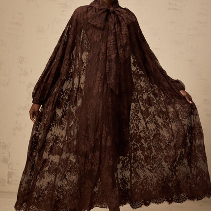 Faith Brown Lace Midi Dress