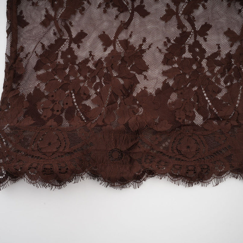Faith Brown Lace Self-Tie Midi Dress