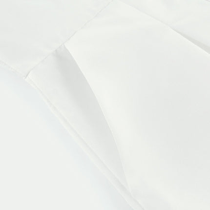 Faith White Lace Trim V-Neck Mini Dress with Cut-Out Detailing and Belted Waist in Mixed Linen Fabric