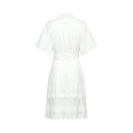 Faith White Lace Trim V-Neck Mini Dress