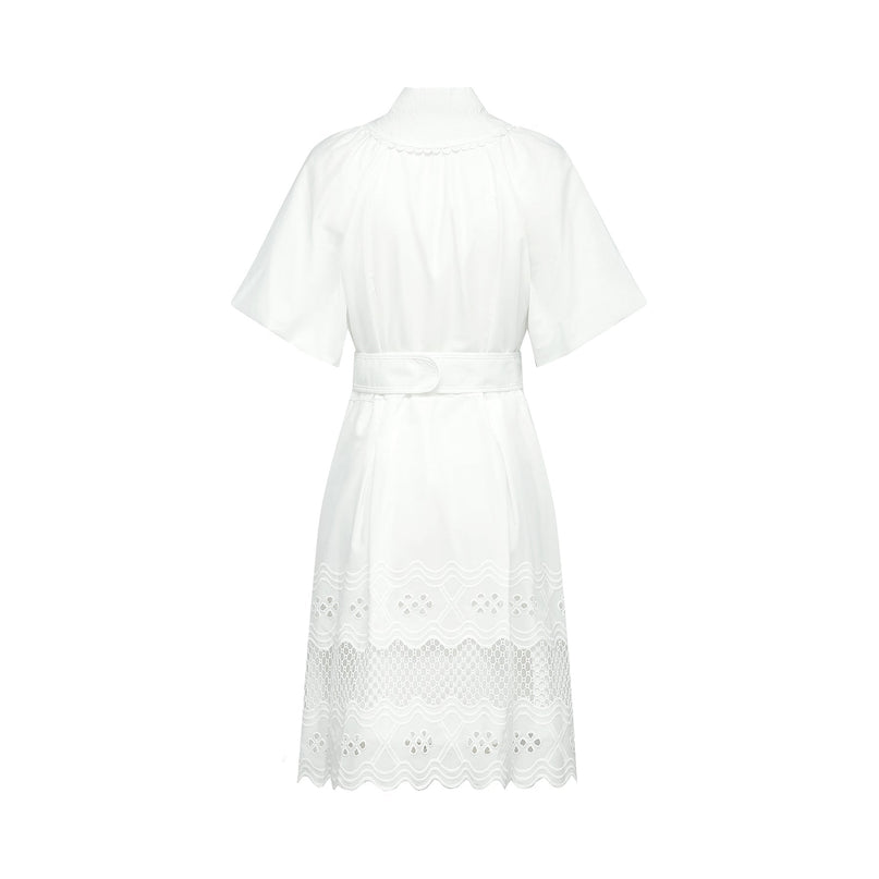 Faith White Lace Trim V-Neck Mini Dress