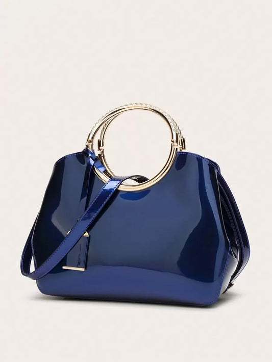 Fashion Patent Leather Design Handbag With Detachable Shoulder Strap Tag amp Decor Suitable For