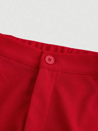 Fashionable Elegant Button Decor Straight Leg Pants