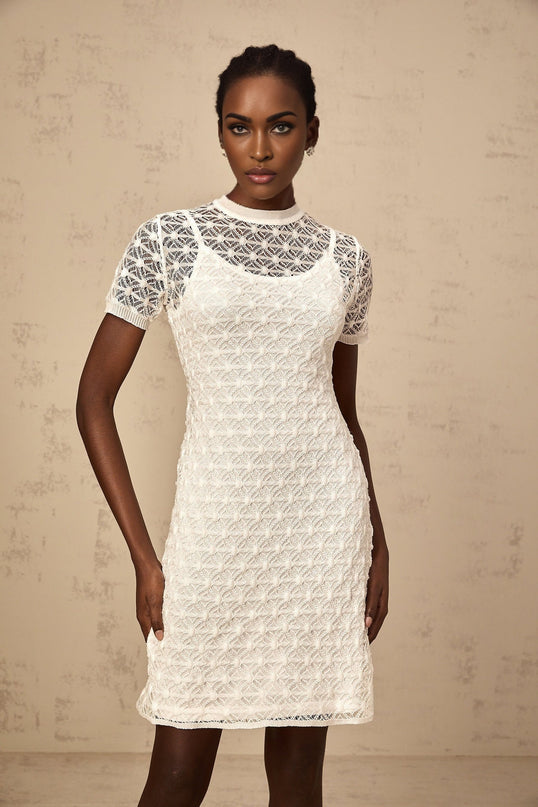 Federica White Crochet Mini Dress