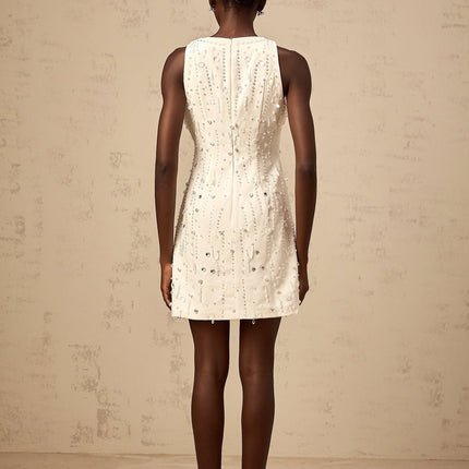 Federica White Crystal Embellished Mini Dress