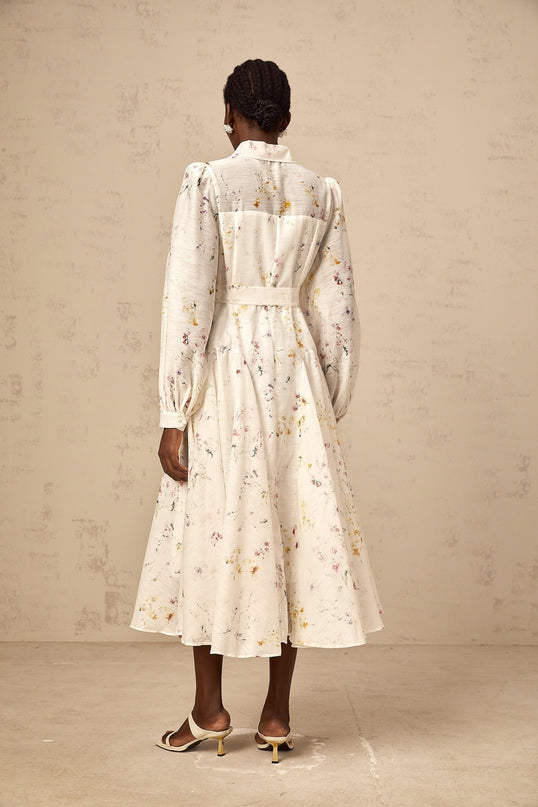 Federica White Floral Midi Dress