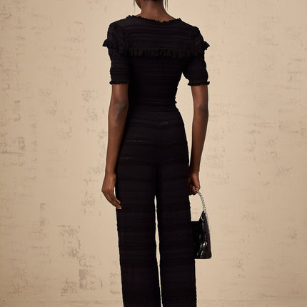 Felicita Black Crochet Ruffled Set