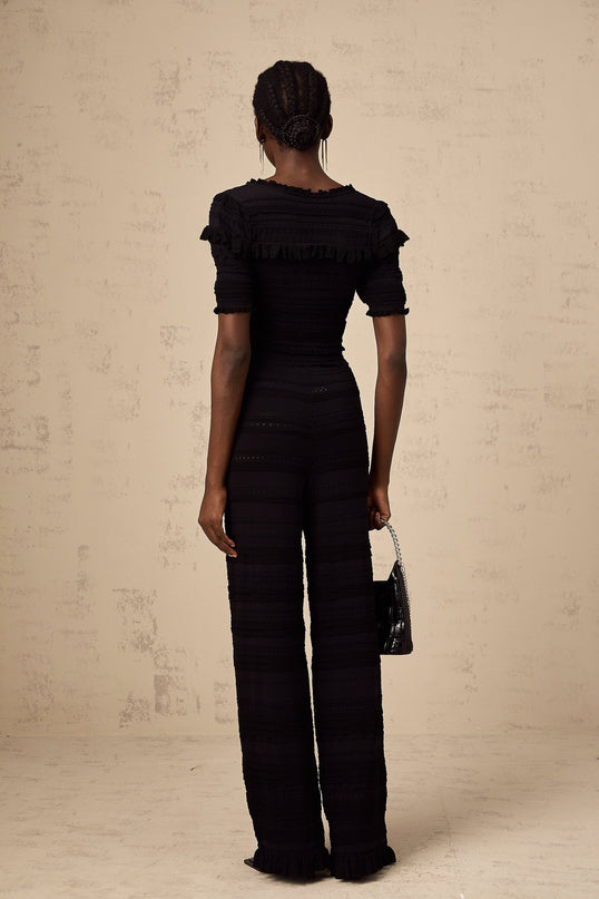 Felicita Black Crochet Ruffled Set