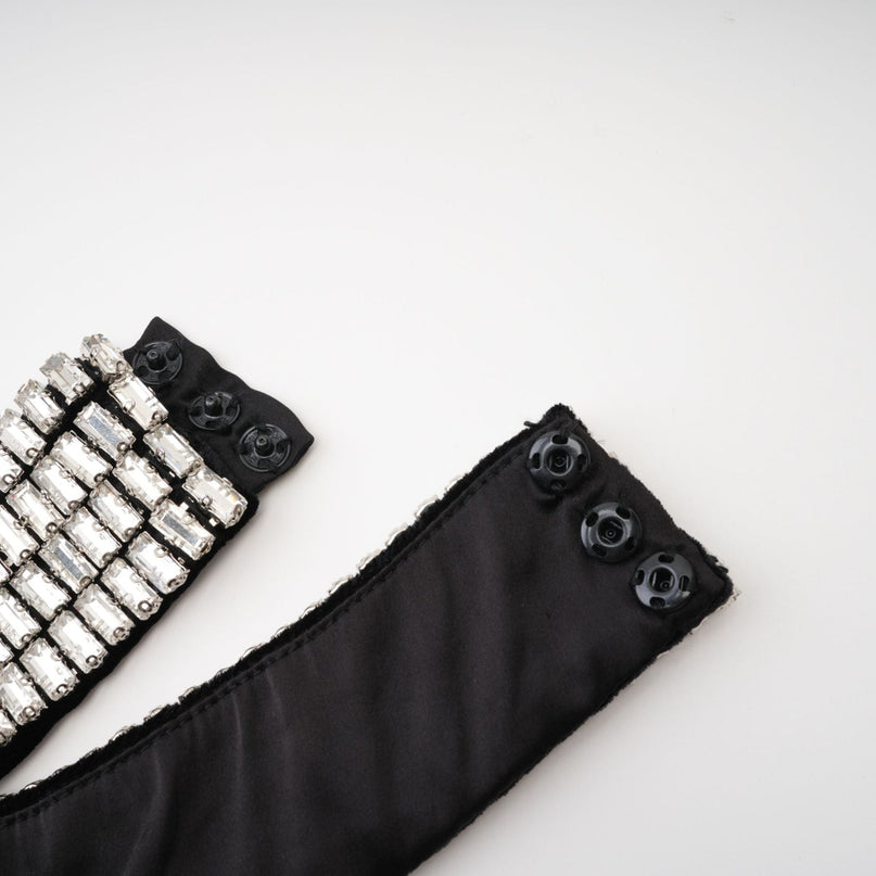 Felicita Black Crystal Embellished Turtle Neck Ankle Length Dress
