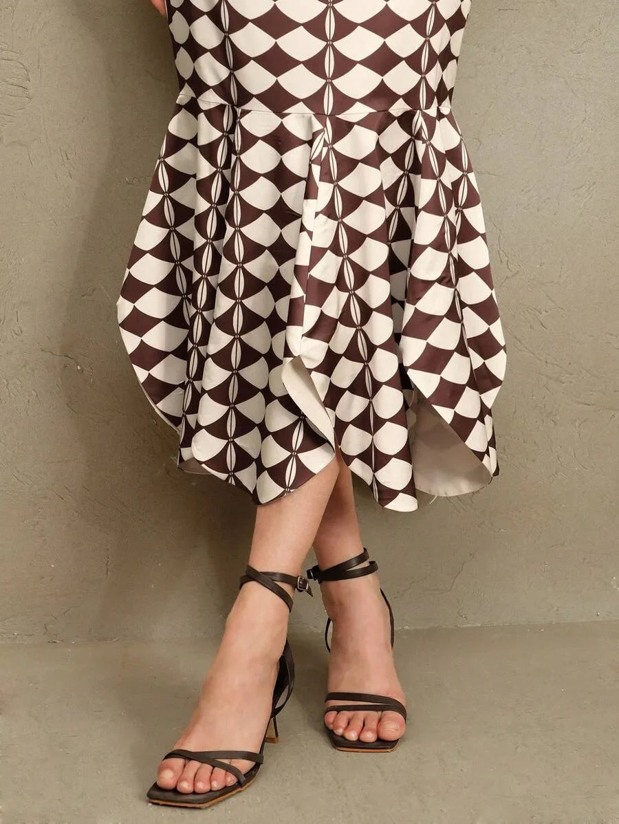 Festival Elegant Casual Vacation Old Money Style New DualColor Checkered Satin Fabric Dress