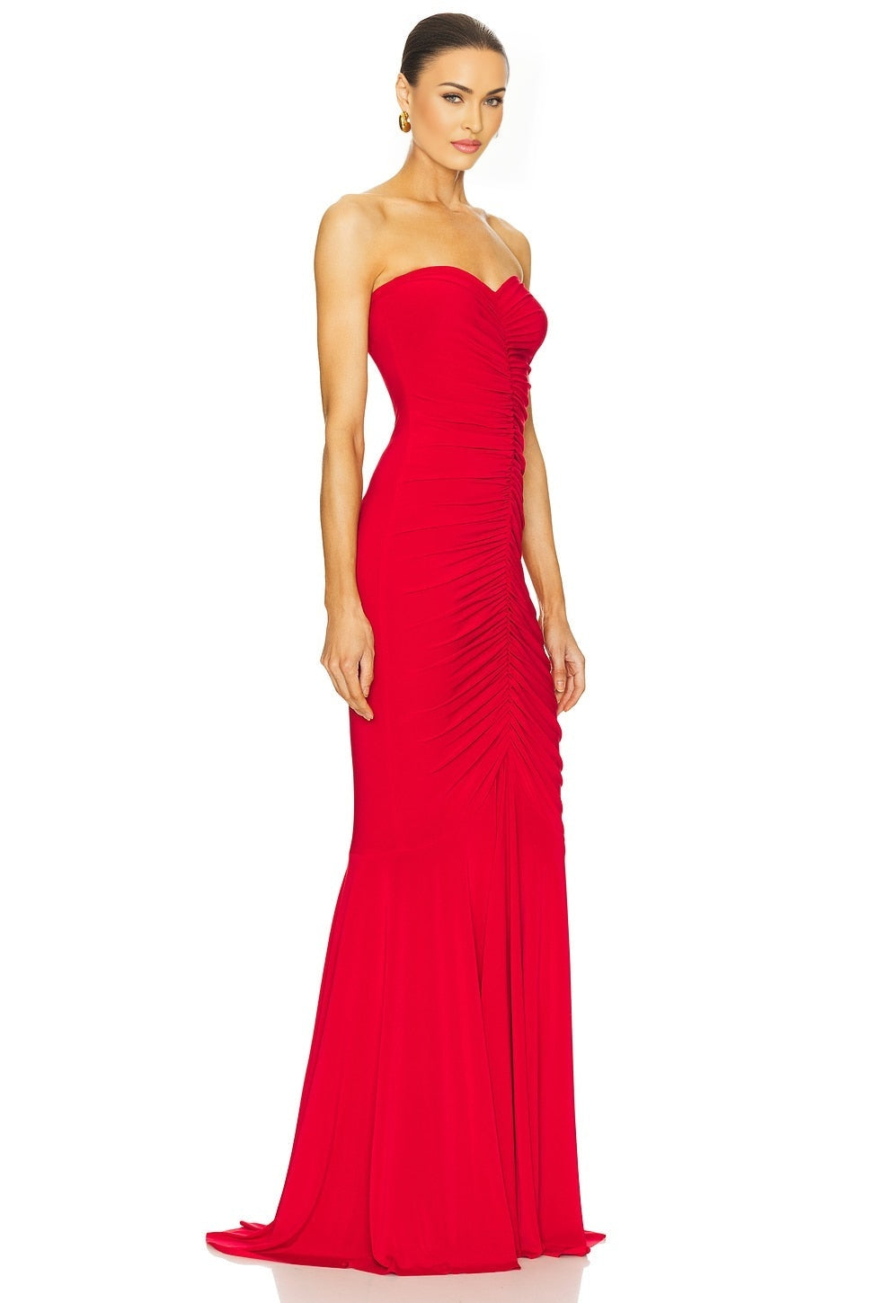 x Strapless Shirred Front Fishtail Gown Norma Kamali