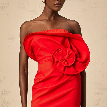 Filippa Mini Dress Floral Off Shoulder Bouquet Red