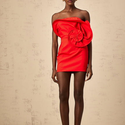 Filippa Red Floral Off Shoulder Mini Dress Bouquet