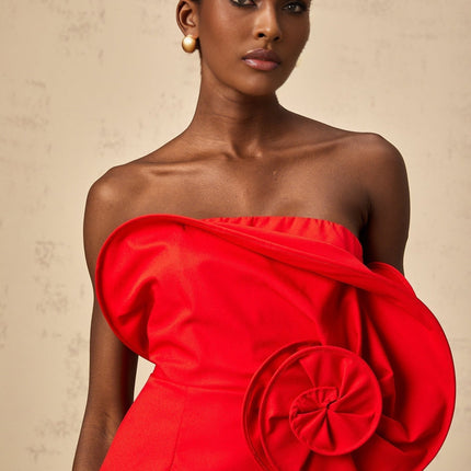 Filippa Red Floral Off Shoulder Mini Dress Bouquet