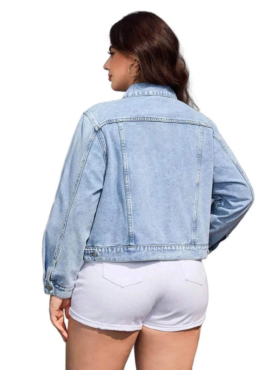 Filomena Cropped Denim Jacket for Modern Style in Blue - 2XL
