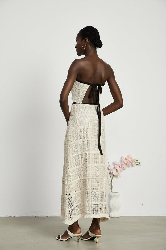 Fiona Neutrals Off The Shoulder Knitted Skirt Top Set