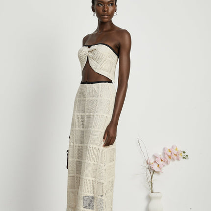 Fiona Neutrals Off The Shoulder Knitted Skirt Top Set
