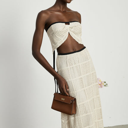 Fiona Neutrals Off The Shoulder Knitted Skirt Top Set