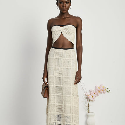 Fiona Off The Shoulder Knitted Skirt & Top Set Neutrals