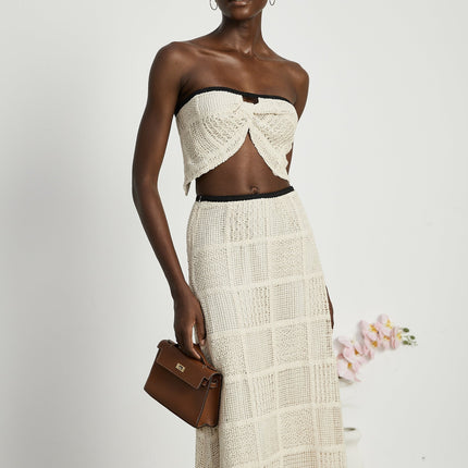 Fiona Off The Shoulder Knitted Skirt & Top Set in Neutrals
