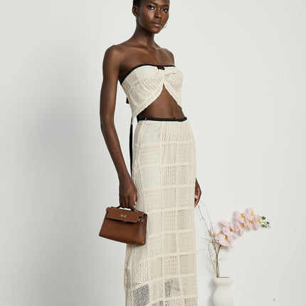 Fiona Off The Shoulder Knitted Skirt & Top Set Neutrals