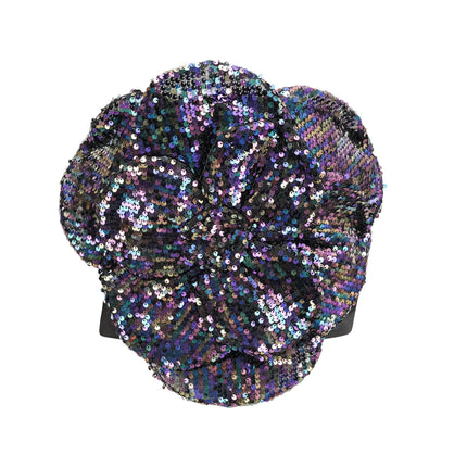 Fiona Purple Sequin Embellished Floral Top with Faux Flower Detailing Sleeveless Off-the-Shoulder Cropped Length Rear Zip Fastening 100% Polyester