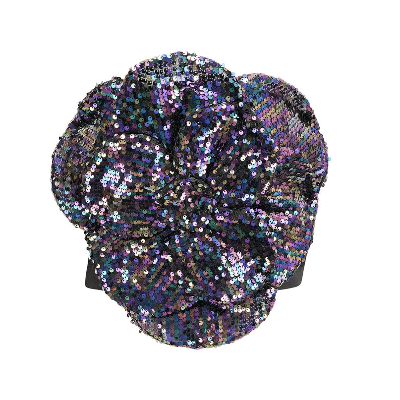 Fiona Purple Sequin Embellished Floral Top with Faux Flower Detailing Sleeveless Off-the-Shoulder Cropped Length Rear Zip Fastening 100% Polyester