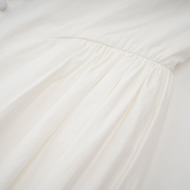 Fiorella White Mini Dress Sleeveless Boned Bodice Flared Skirt Decorative Buttons