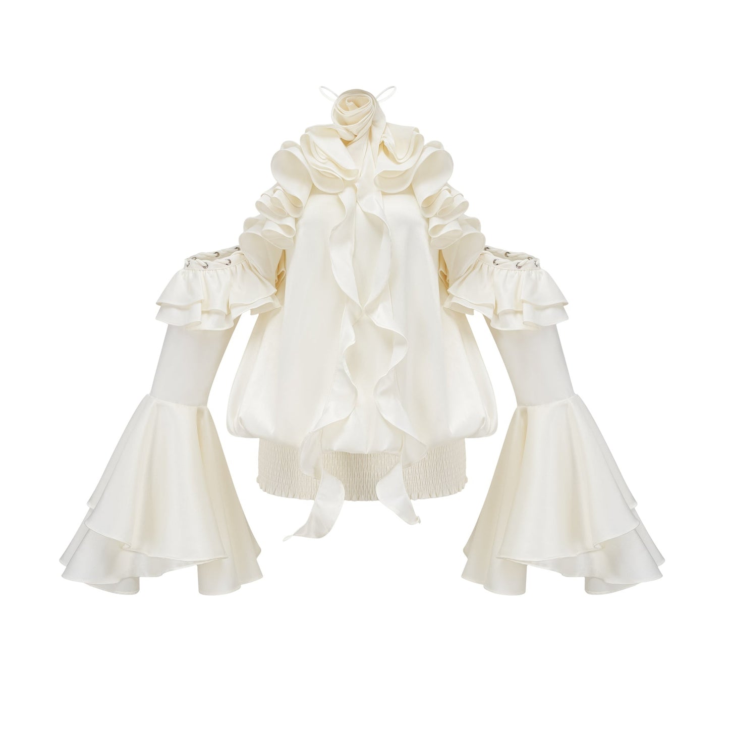 Fleur floral coldshoulder ruffled mini dress