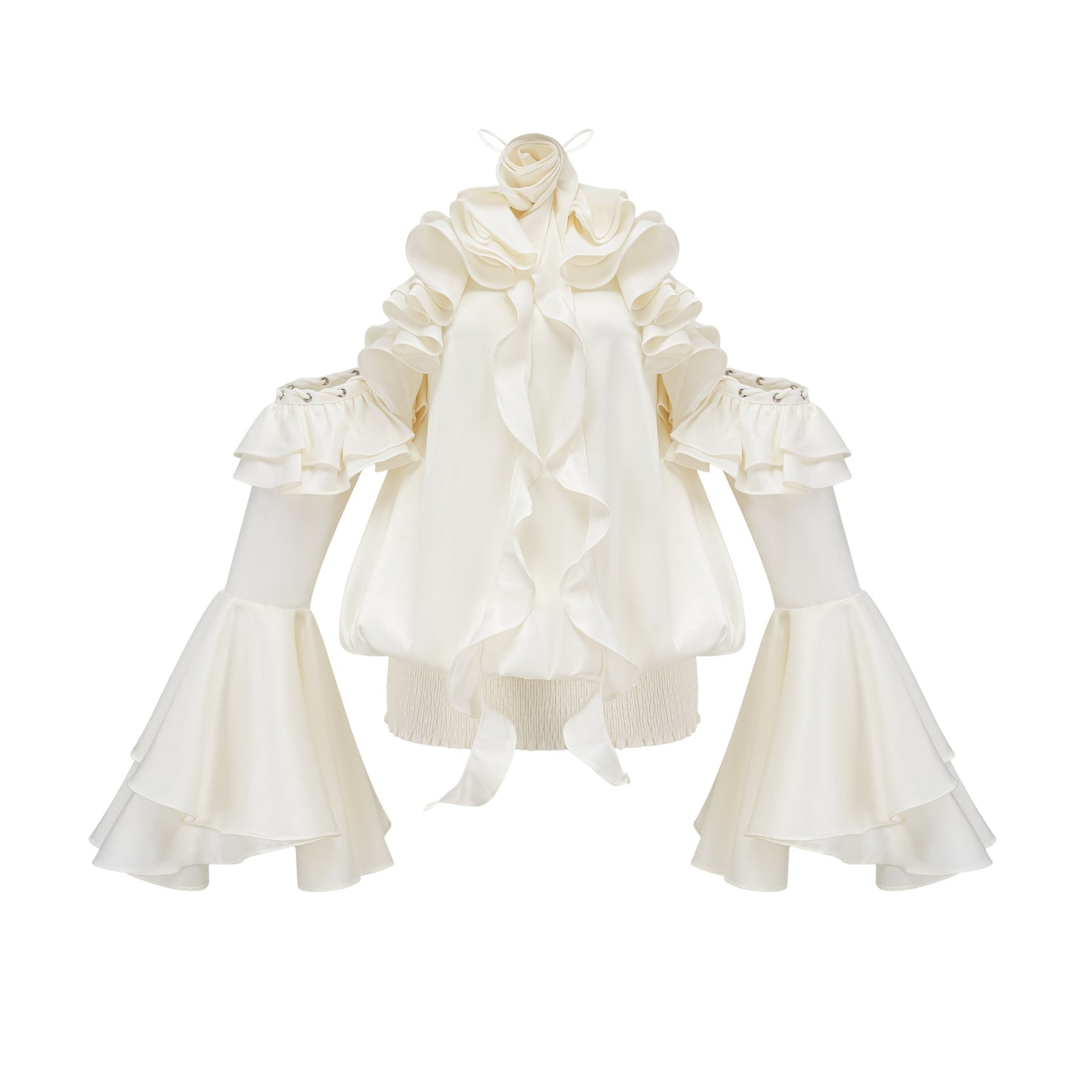 Fleur floral coldshoulder ruffled mini dress
